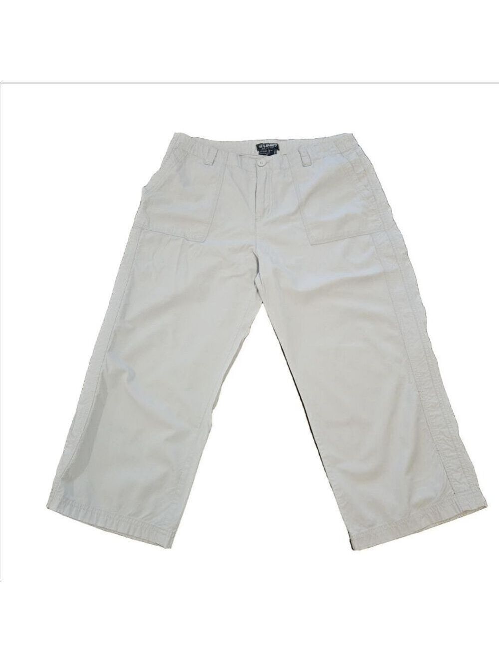 Women's Line7 Light Grey/Off White Cropped Pants, Bamboo & Cotton, Size Medium